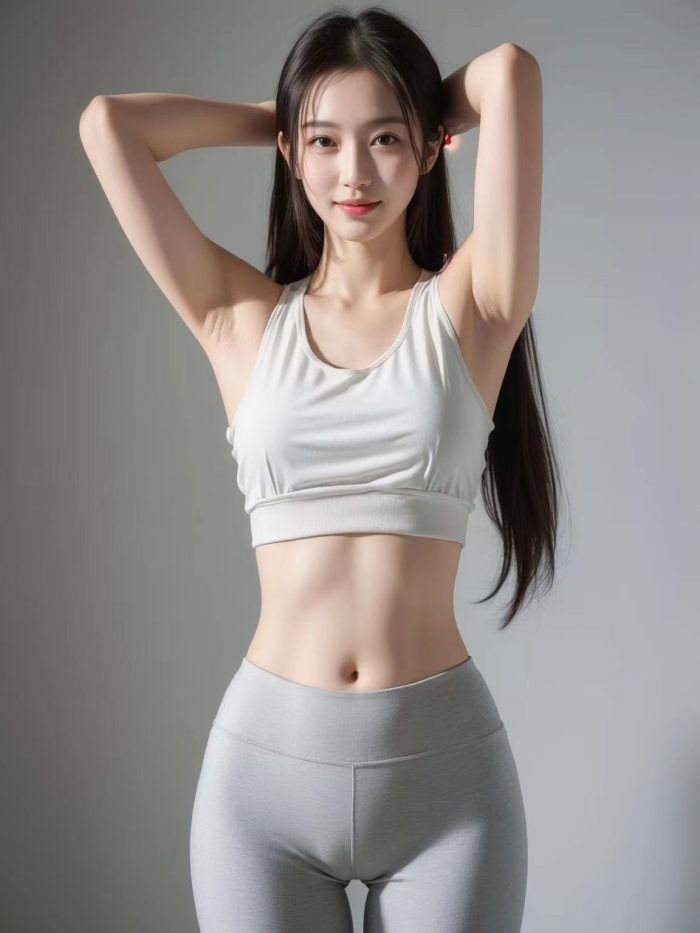 AI瑜伽裤清纯妹子系列图-靓街拍